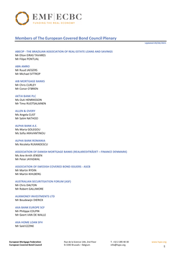 Members of the European Covered Bond Council Plenary Updated 09/04/2021