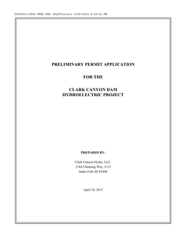 Preliminary Permit Application for the Clark