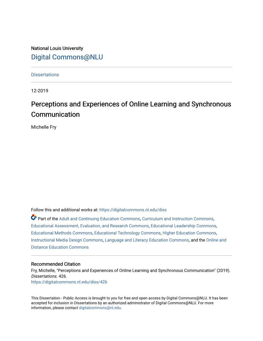 Perceptions and Experiences of Online Learning and Synchronous Communication