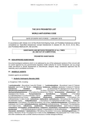 The 2015 Prohibited List World Anti-Doping Code