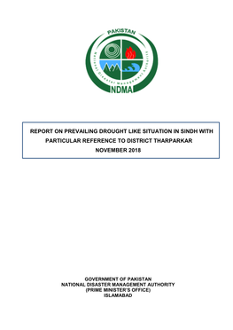 Drought Situation Report of Sindh Particularly in District Tharparkar