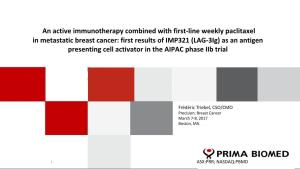 An Active Immunotherapy Combined with First-Line Weekly Paclitaxel In