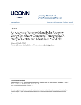 A Study of Dentate and Edentulous Mandibles Roberta A