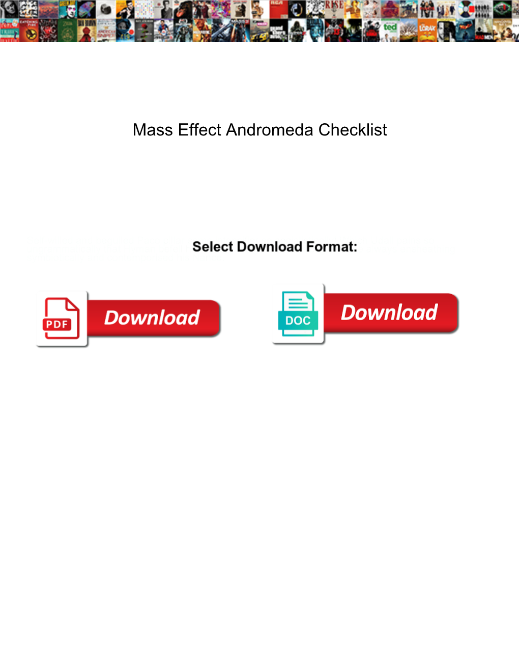 Mass Effect Andromeda Checklist