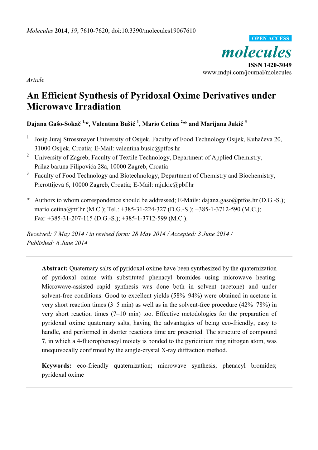 An Efficient Synthesis of Pyridoxal Oxime Derivatives Under Microwave Irradiation