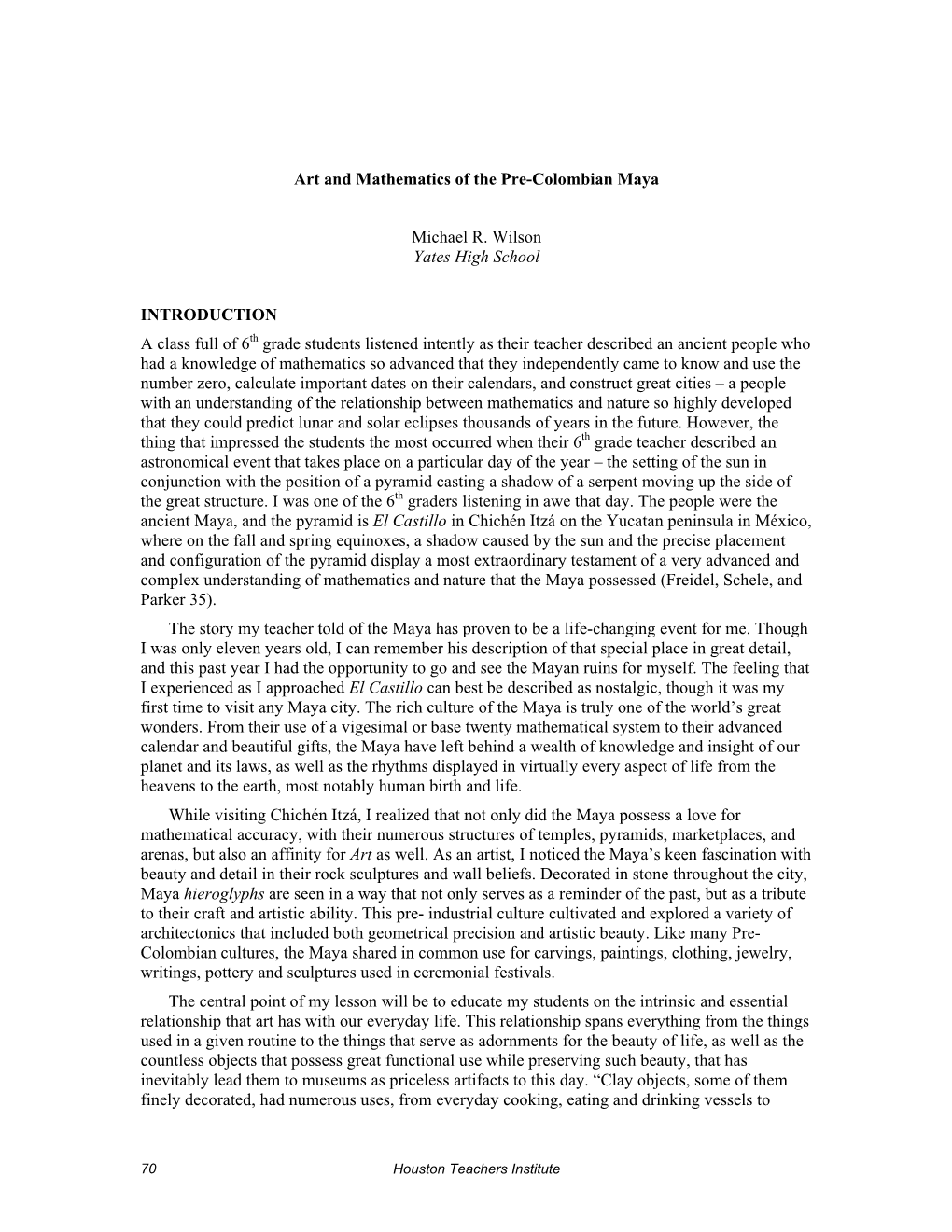 Art and Mathematics of the Pre-Colombian Maya