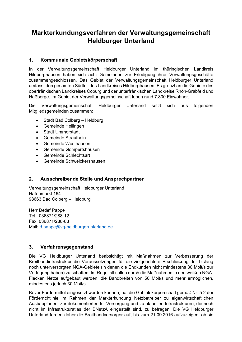 Markterkundungsverfahren Der Verwaltungsgemeinschaft Heldburger Unterland