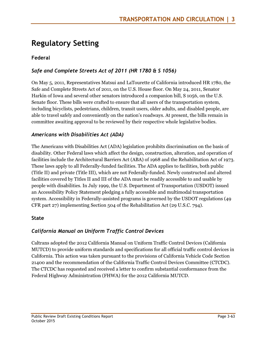 Regulatory Setting