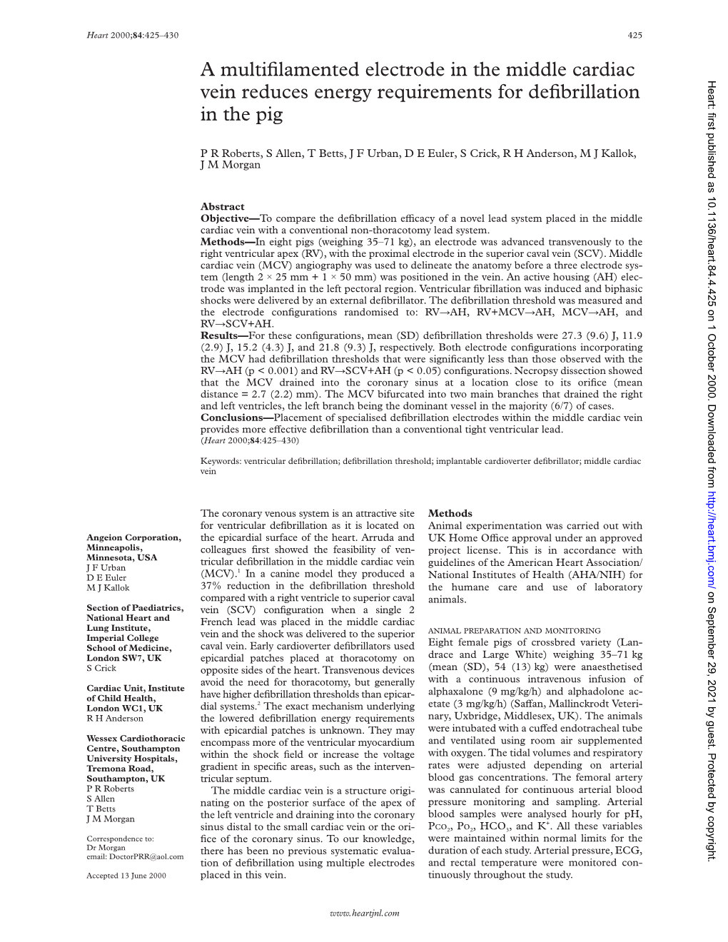 A Multifilamented Electrode in the Middle Cardiac Vein Reduces Energy