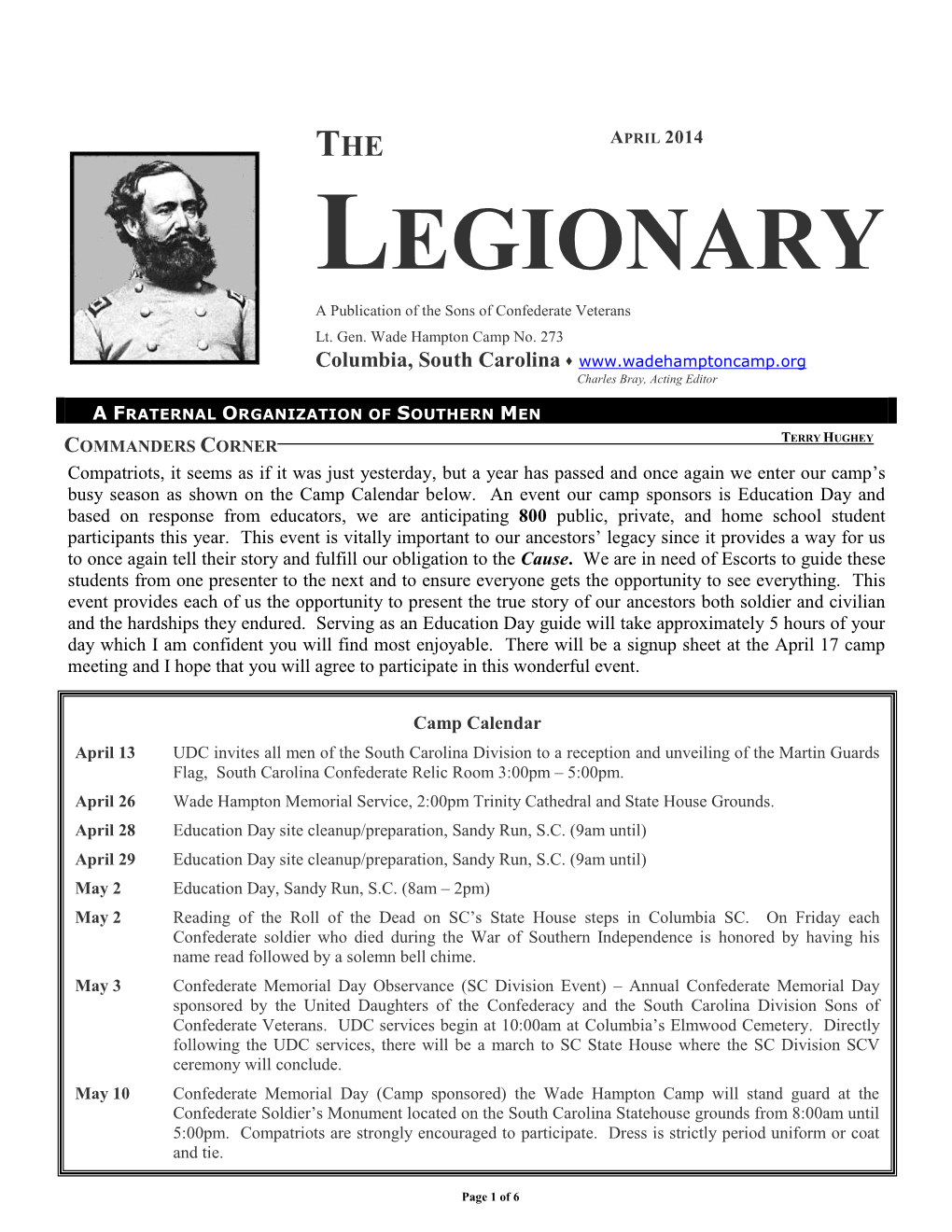 LEGIONARY a Publication of the Sons of Confederate Veterans Lt