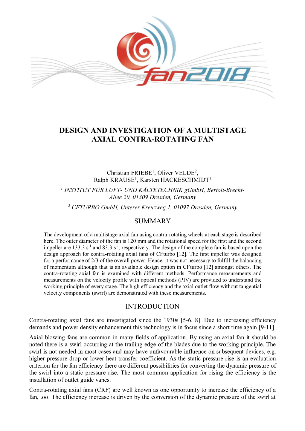 Design and Investigation of a Multistage Axial Contra-Rotating Fan