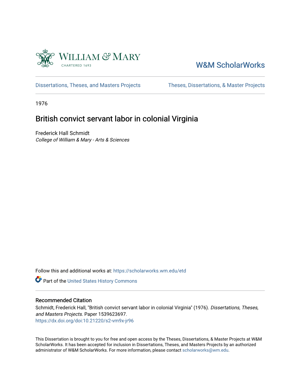 British Convict Servant Labor in Colonial Virginia