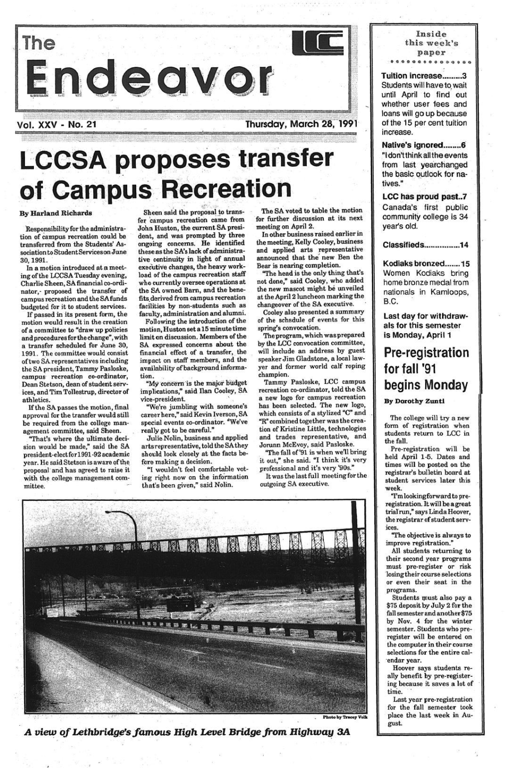 LCCSA Proposes Transfer of Campus Recreatioii