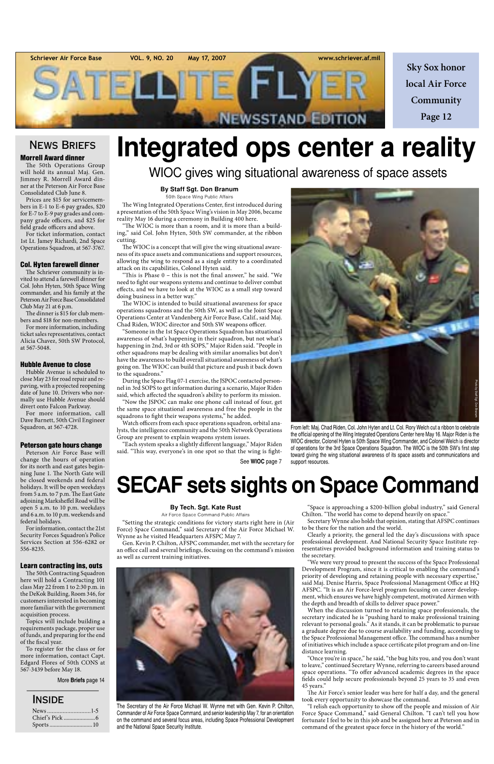 Integrated Ops Center a Reality the 50Th Operations Group Will Hold Its Annual Maj