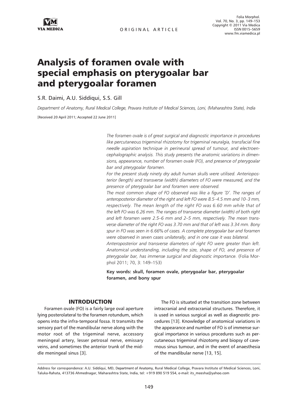 Analysis of Foramen Ovale with Special Emphasis on Pterygoalar Bar and Pterygoalar Foramen