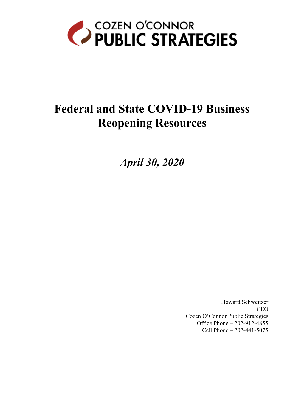 Federal and State COVID-19 Business Reopening Resources