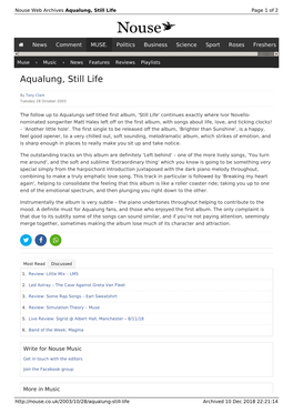 Aqualung, Still Life | Nouse