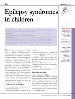 Epilepsy Syndromes in Children