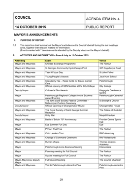 Mayor's Announcements PDF 72 KB