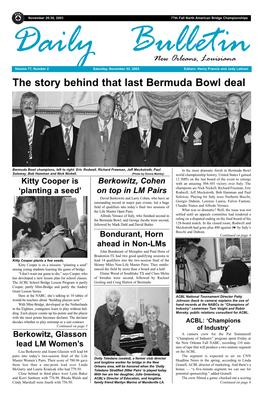 The Story Behind That Last Bermuda Bowl Deal