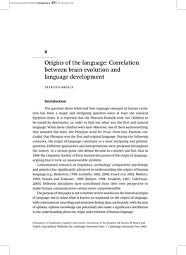 Origins of the Language: Correlation Between Brain Evolution and Language Development