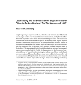 Local Society and the Defence of the English Frontier in Fifteenth-Century Scotland: the War Measures of 1482*
