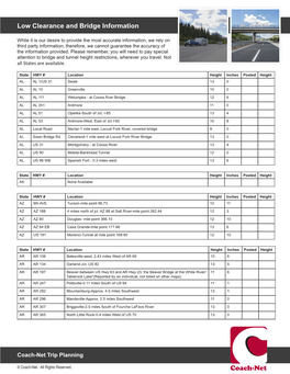 Low Clearance and Bridge Information