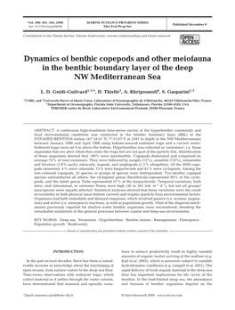 Dynamics of Benthic Copepods and Other Meiofauna in the Benthic Boundary Layer of the Deep NW Mediterranean Sea