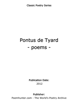 Pontus De Tyard - Poems