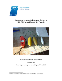 Assessment of Acoustic Deterrent Devices in Irish Gill Net and Tangle Net Fisheries