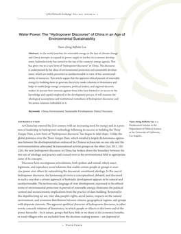 Hydropower Discourse” of China in an Age of Environmental Sustainability
