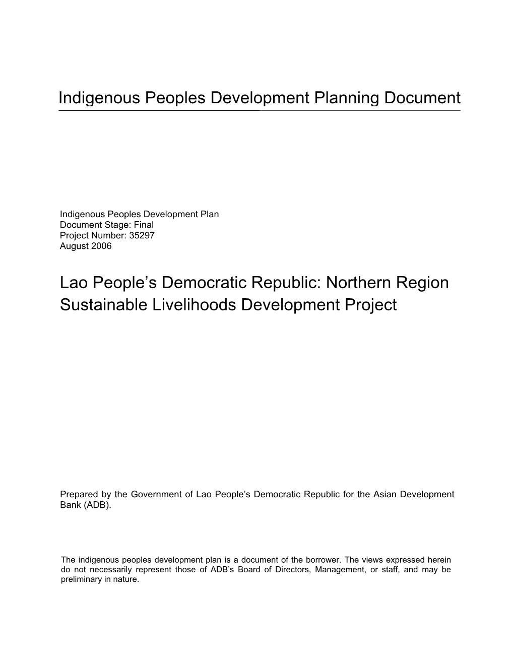 Ethnic Groups Development Plan [2006] Adblpres 4