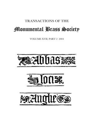 TRANSACTIONS of the Monumental Brass Society