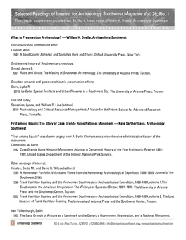 Selected Readings of Interest for Archaeology Southwest Magazine Vol
