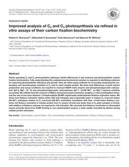 Improved Analysis of C4 and C3 Photosynthesis Via Refined in Vitro Assays of Their Carbon Fixation Biochemistry