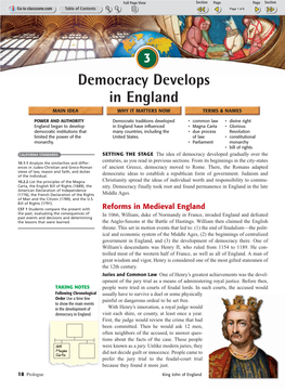 Democracy Develops in England MAIN IDEA WHY IT MATTERS NOW TERMS & NAMES