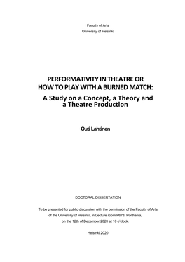 A Study on a Concept, a Theory and a Theatre Production