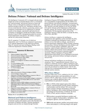 Defense Primer: National and Defense Intelligence