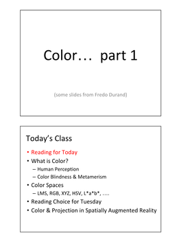 Lecture 8: Color, Part 1