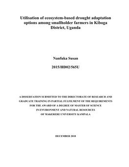 Utilisation of Ecosystem-Based Drought Adaptation Options Among Smallholder Farmers in Kiboga District, Uganda