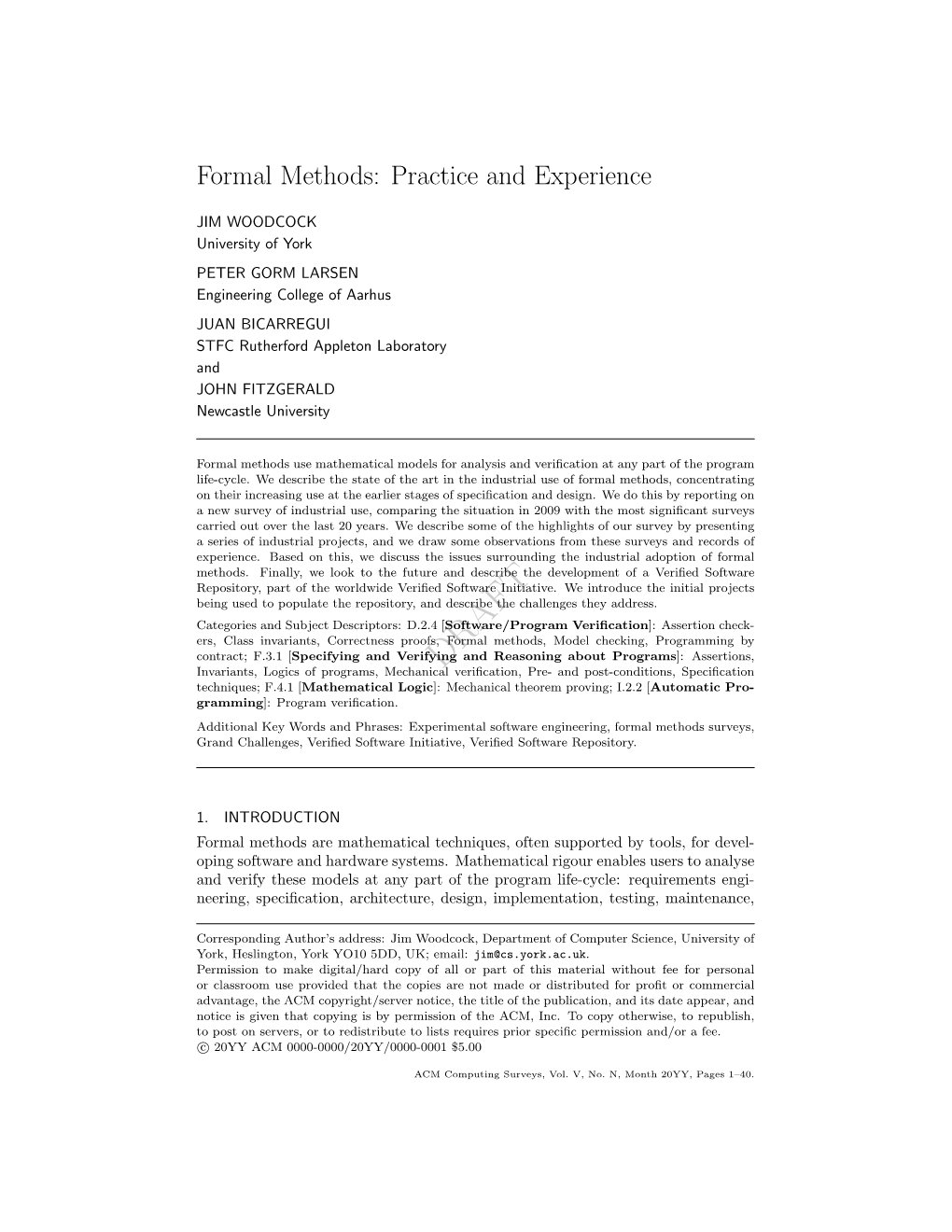 Formal Methods: Practice and Experience