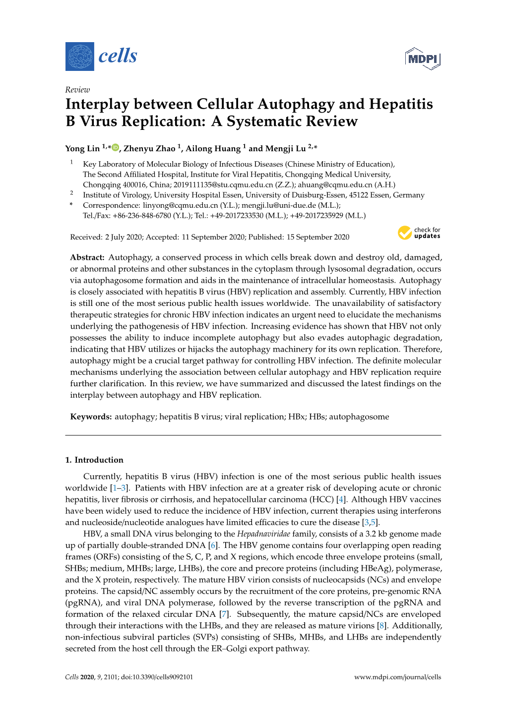 Interplay Between Cellular Autophagy and Hepatitis B Virus Replication: a Systematic Review
