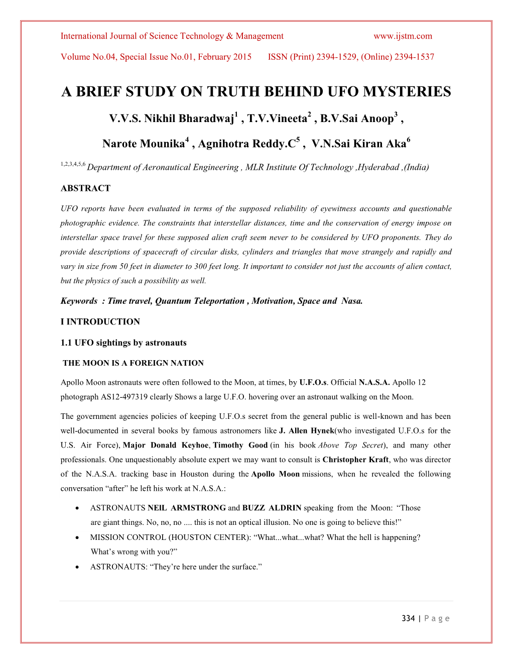 A Brief Study on Truth Behind Ufo Mysteries