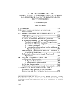 International Cooperation and Harmonization in Intellectual Property Enforcement and Dispute Resolution