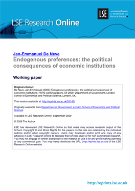 The Political Consequences of Economic Institutions