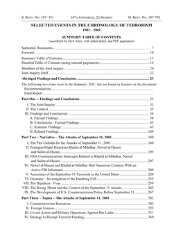 Selected Events in the Chronology of Terrorism