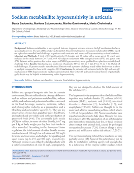 Sodium Metabisulfite Hypersensitivity in Urticaria