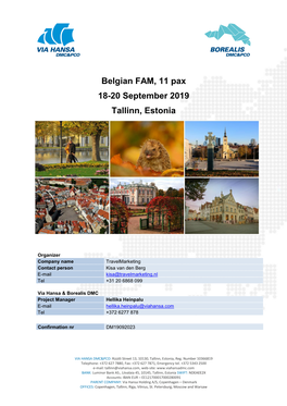 Belgian FAM, 11 Pax 18-20 September 2019 Tallinn, Estonia