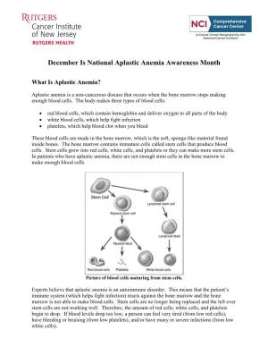 December Is National Aplastic Anemia Awareness Month