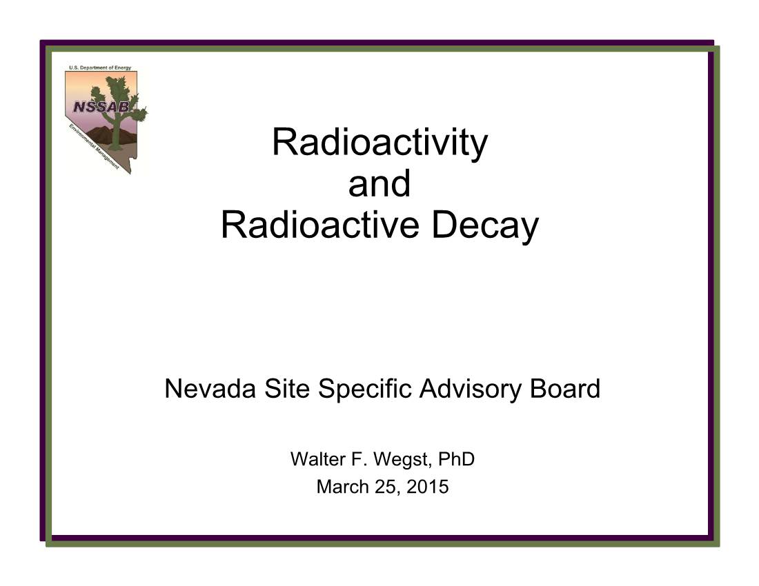Radioactivity and Radioactive Decay